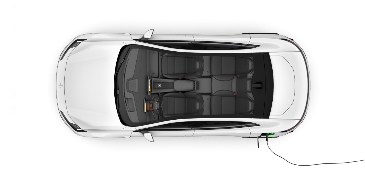 A top-down view of the vehicle interior