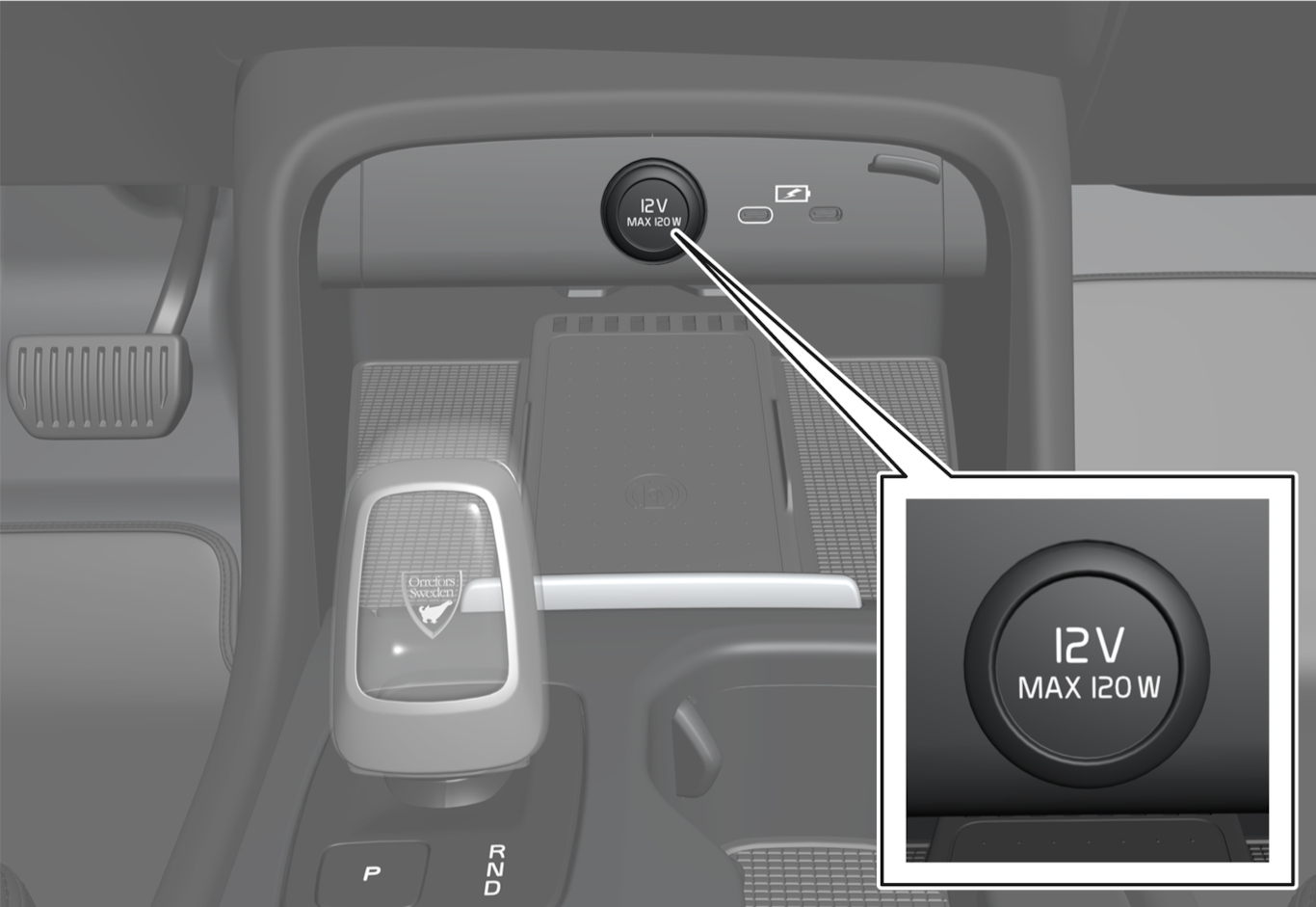 iCup-2246-XC40-12V outlet tunnel console front