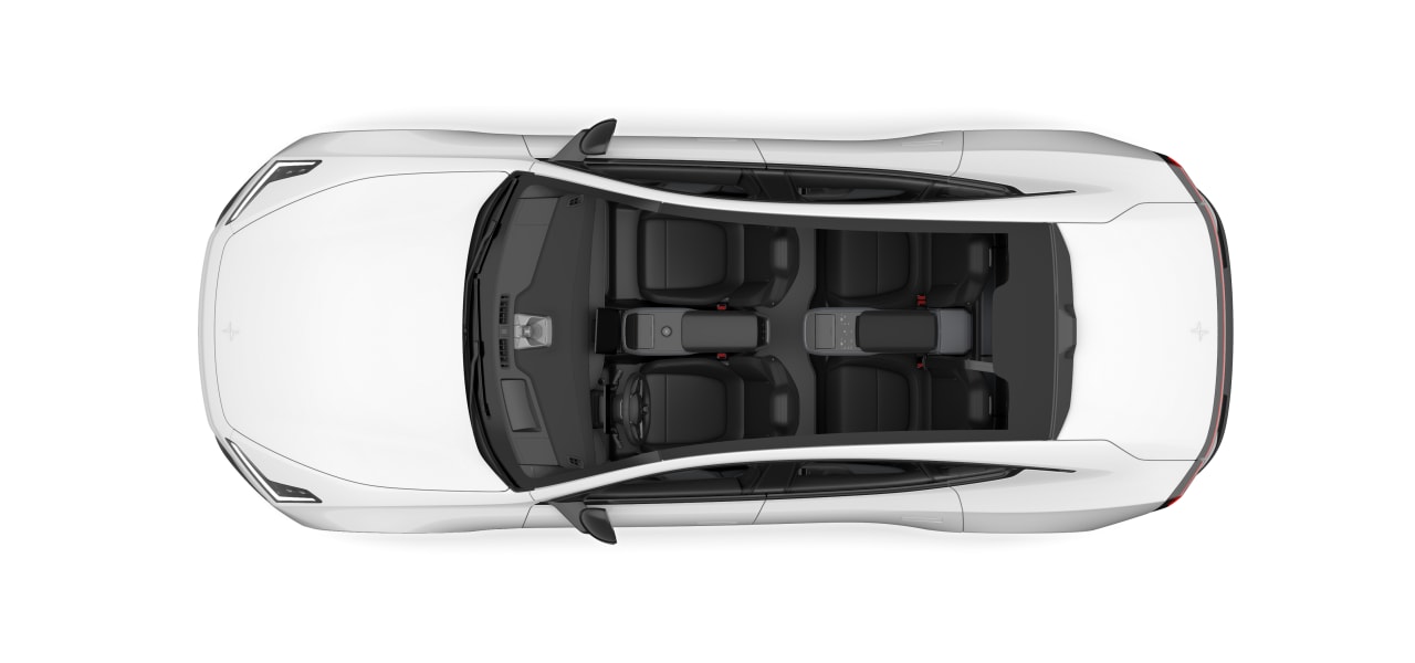 Vista dall'alto dell'interno dell'auto