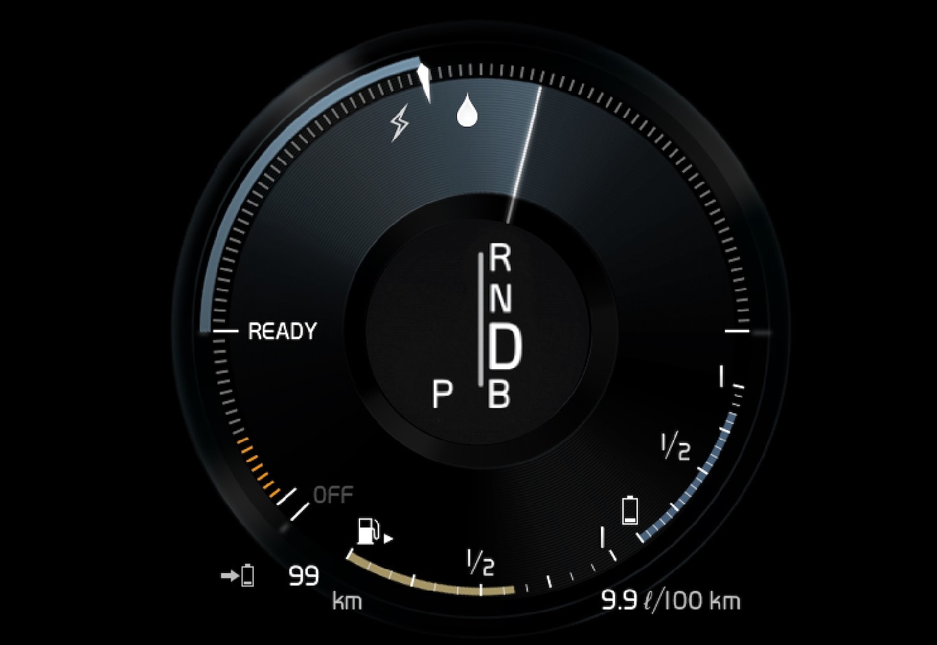 P5-1646-XC90H-Hybrid gauge combustion engine on