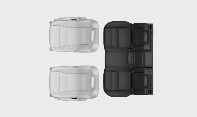 Top view of the car with rear seats in focus