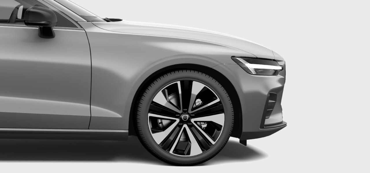 Side view of the vehicle front and tire.