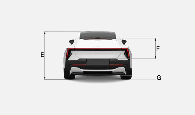 Auto, vista posteriore con dimensioni