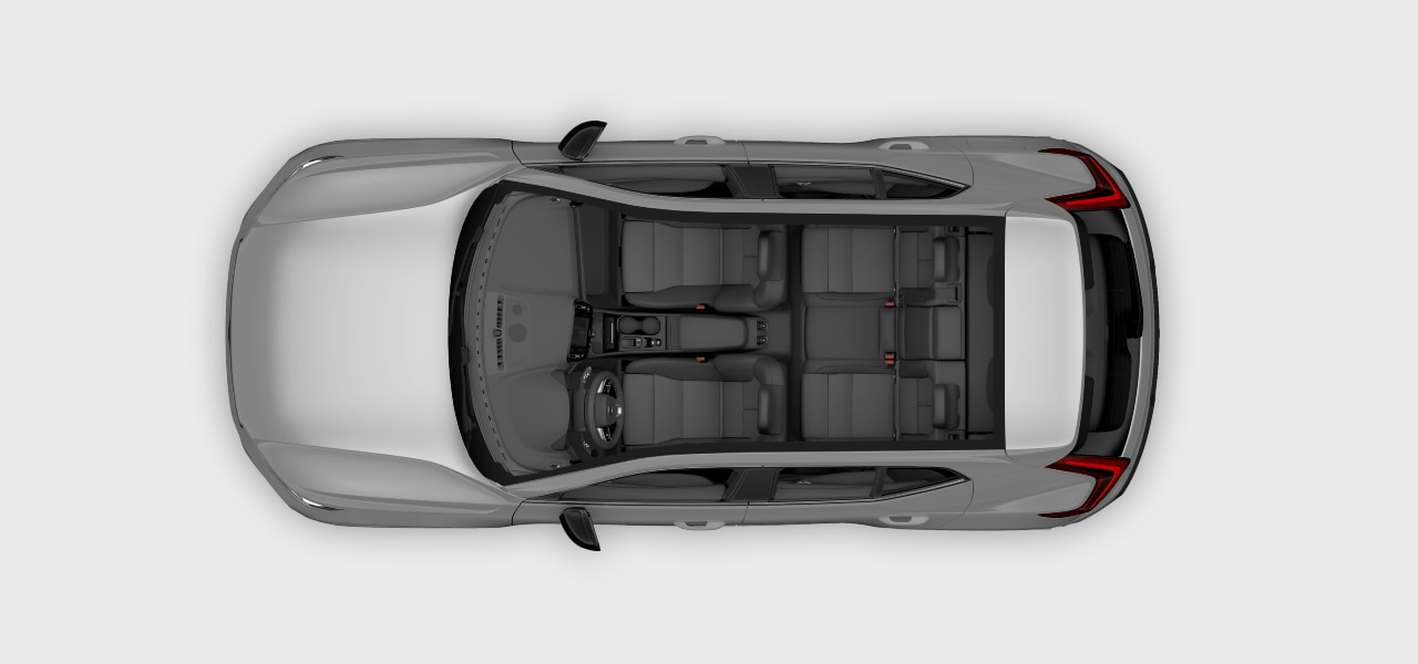 A top-down view of the car interior