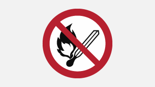 Label for avoiding sparks and naked flames