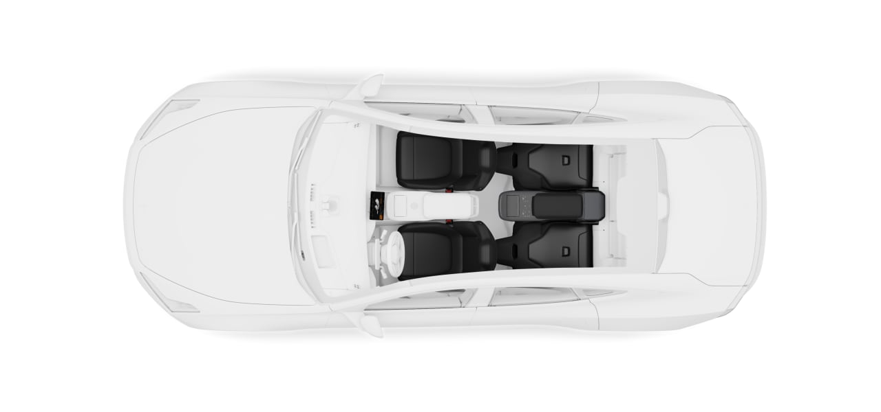 Vista dall'alto dell'auto con i sedili posteriori ribaltati