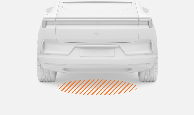 The sensor detects movement under the rear bumper.