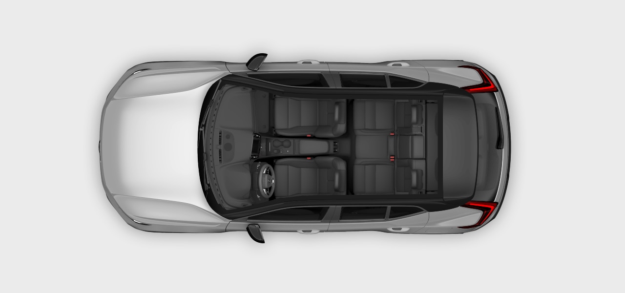 A top-down view of the car interior