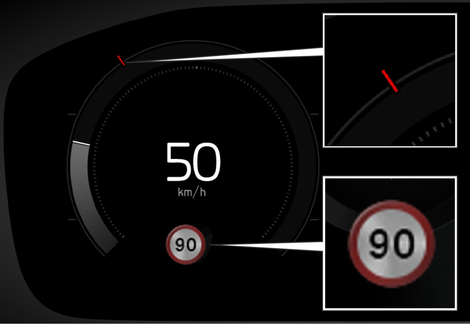 PS-1926-Road Sign Information shown in driver display