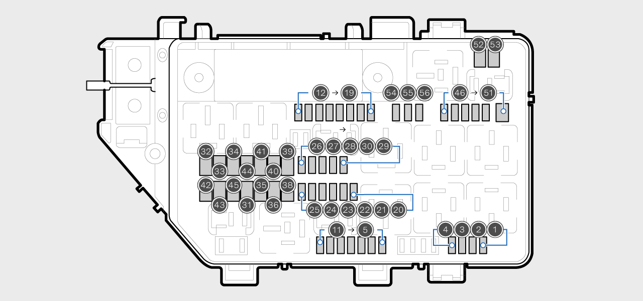 Diagram showing the fuse positions
