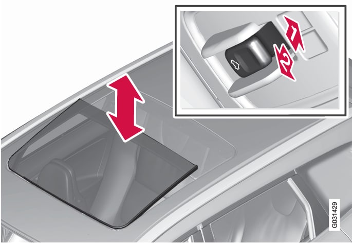 P3-0835 XC60 Sliding panorama roof, tilt position