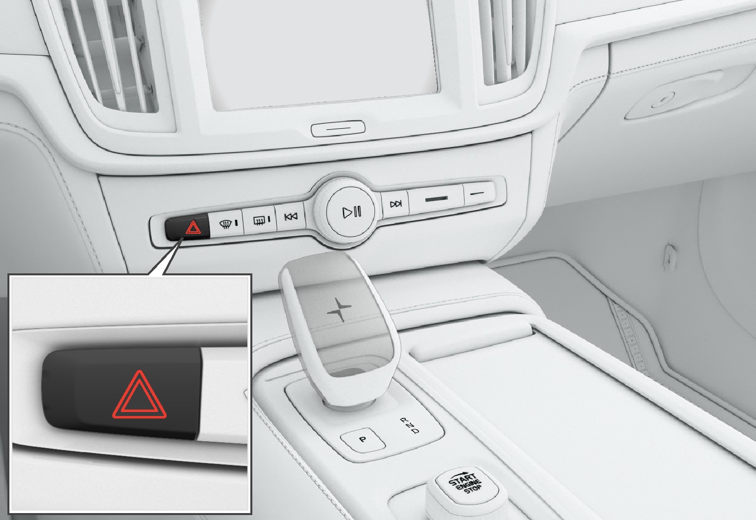 PS-1926-Hazard warning flashers button in center console