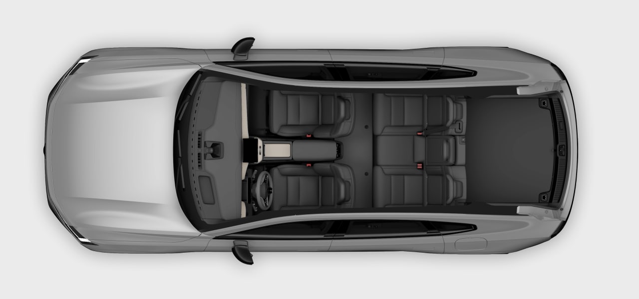 A top-down view of the car interior