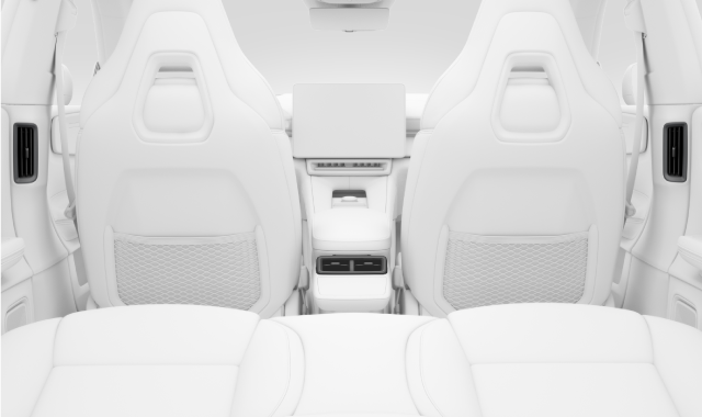 Adjustable air vents in the rear passenger compartment.