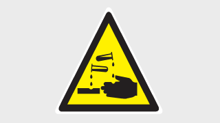 Label for the battery containing corrosive acid