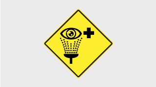 Label for flushing eyes when exposed to battery fluids