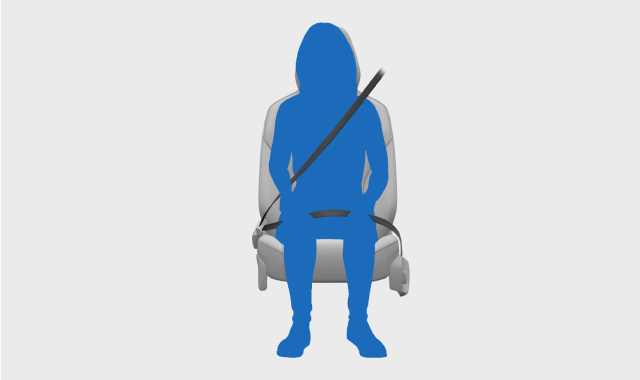 Buckled seatbelt on the driver seat