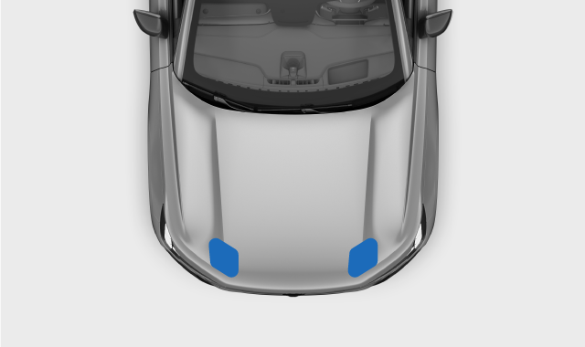 Where to press bonnet down to close it