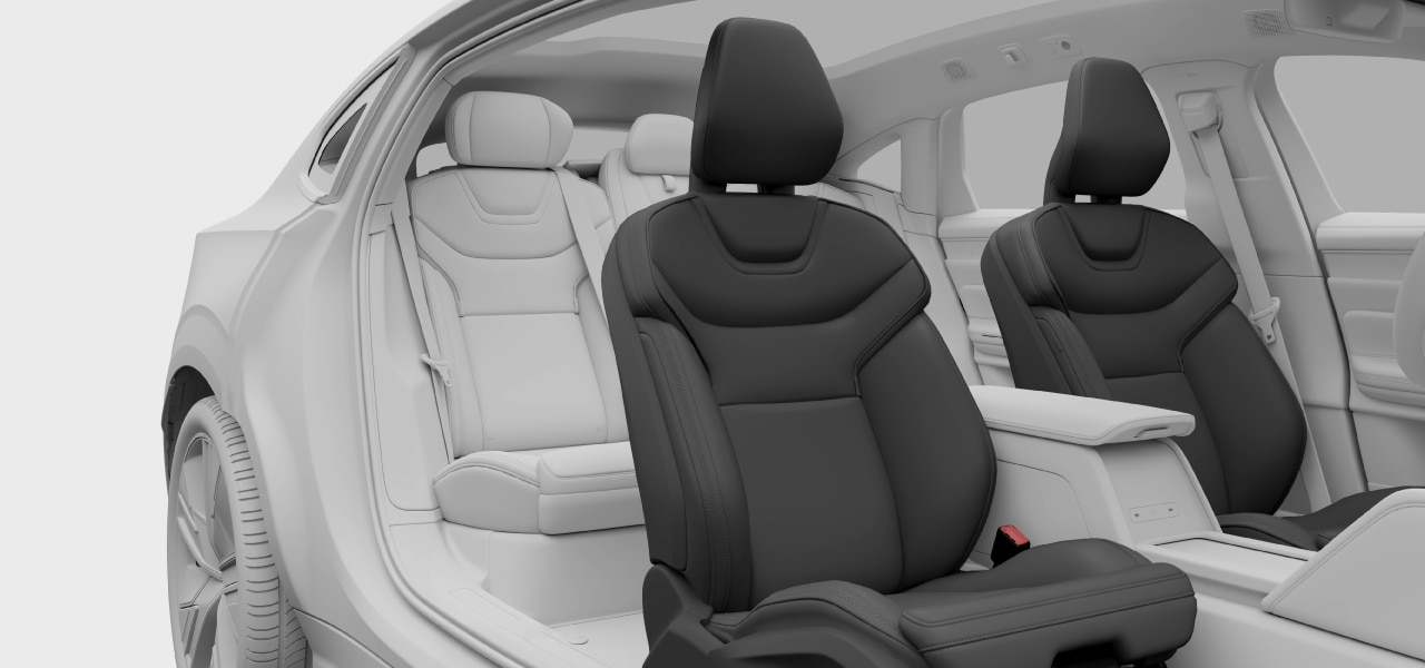 Side view of the car with front seats in focus