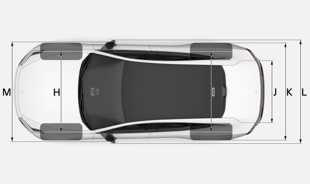 Auto, vista dall'alto con dimensioni
