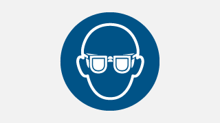 Label for the use of protective goggles
