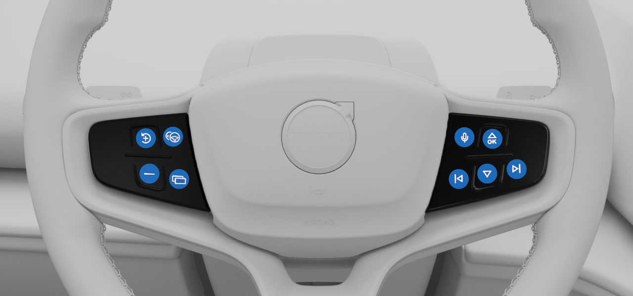 Steering wheel buttons and touch zones