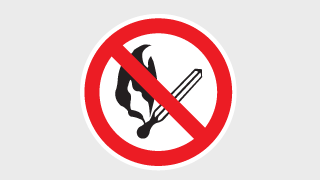 Label for avoiding sparks and naked flames