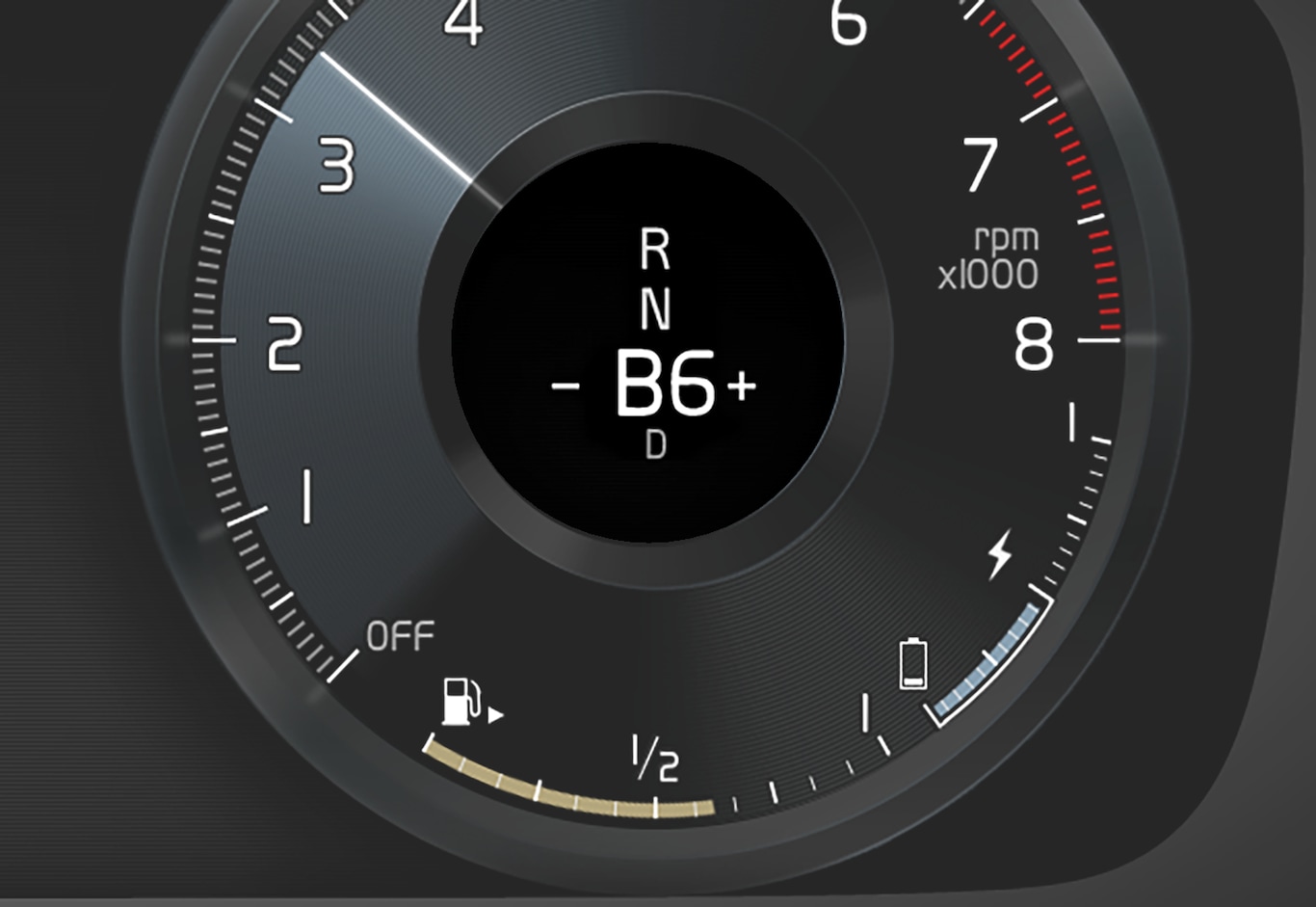 P6-1846-XC40H-Gear shift mode B in driver display