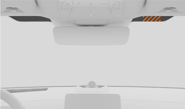 Placement of the road toll transponder on the marked area
