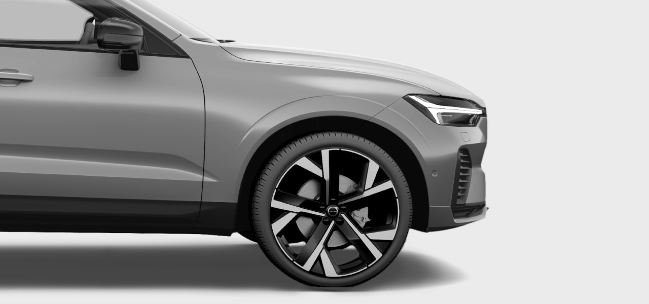 Zijaanzicht van de voorbanden van de auto