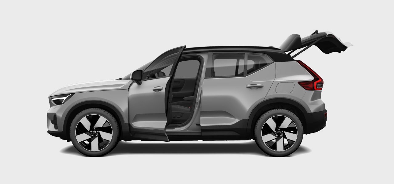 Side view of the car highlighting major storage areas.