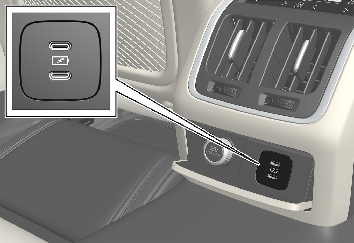 P5-2017-S90L/H-USB tunnel console rear