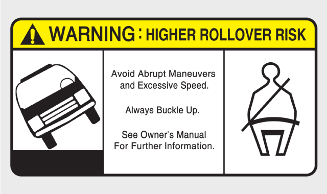 Sun visor warning label