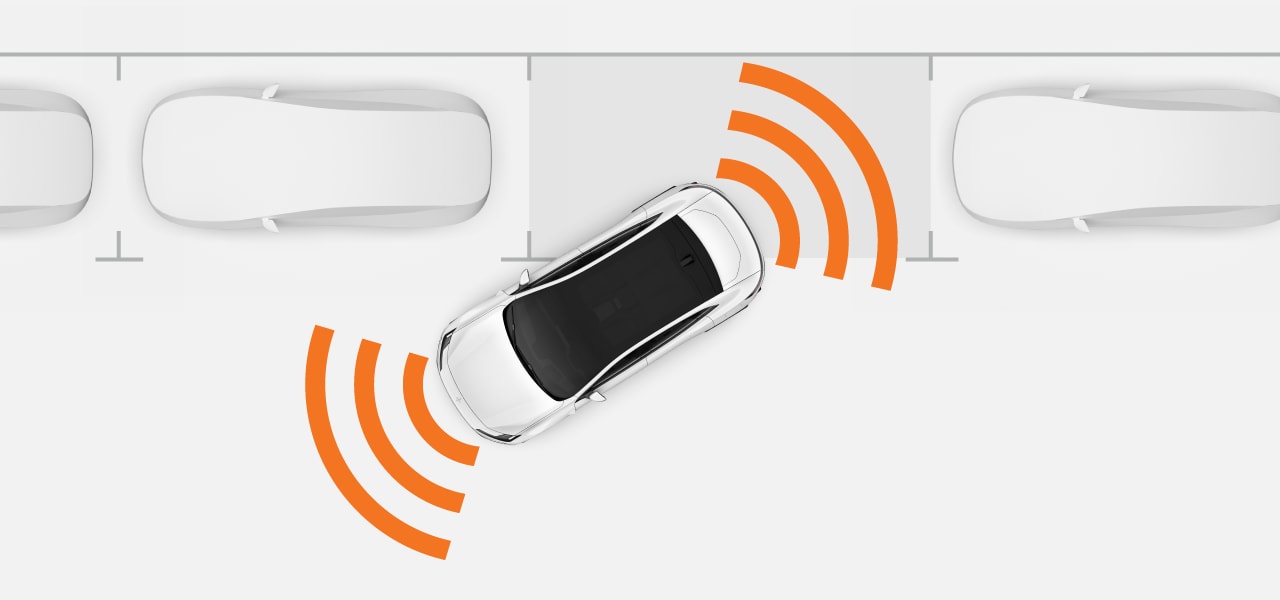 A top-down view of a vehicle parking.