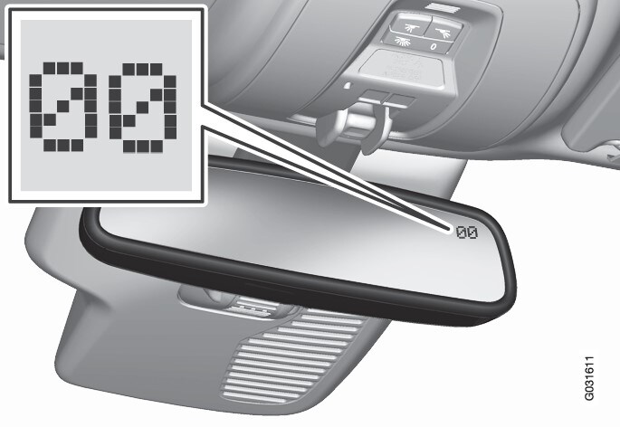 P3-0835 XC60 Rearview mirror with integrated compass display