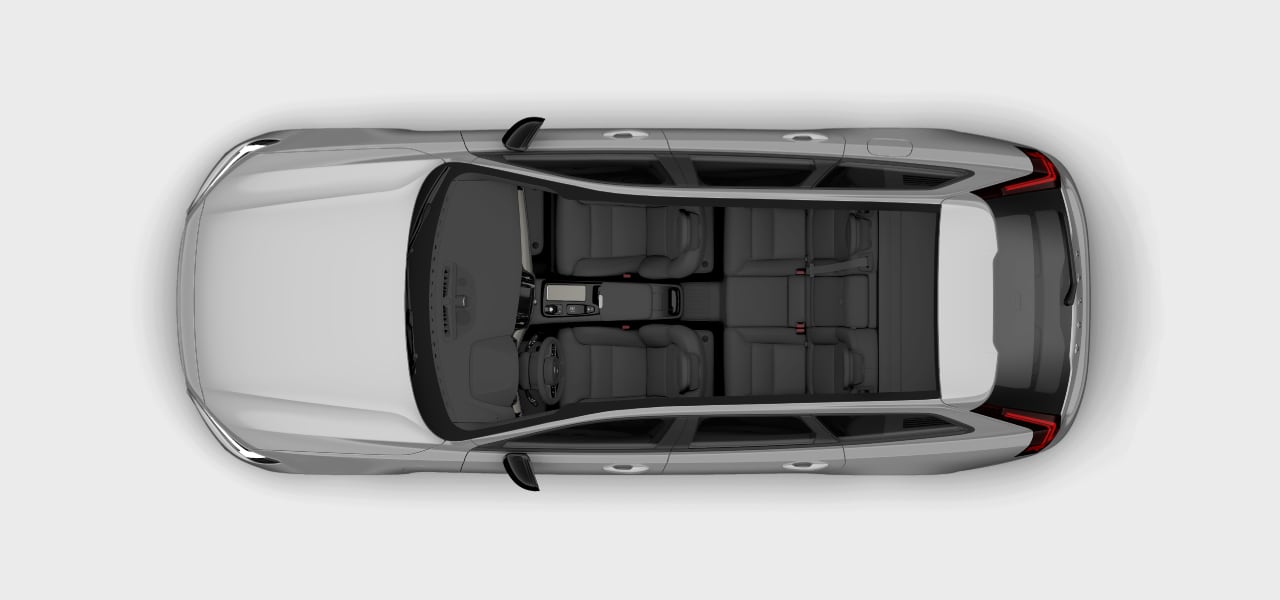 A top-down view of the car interior