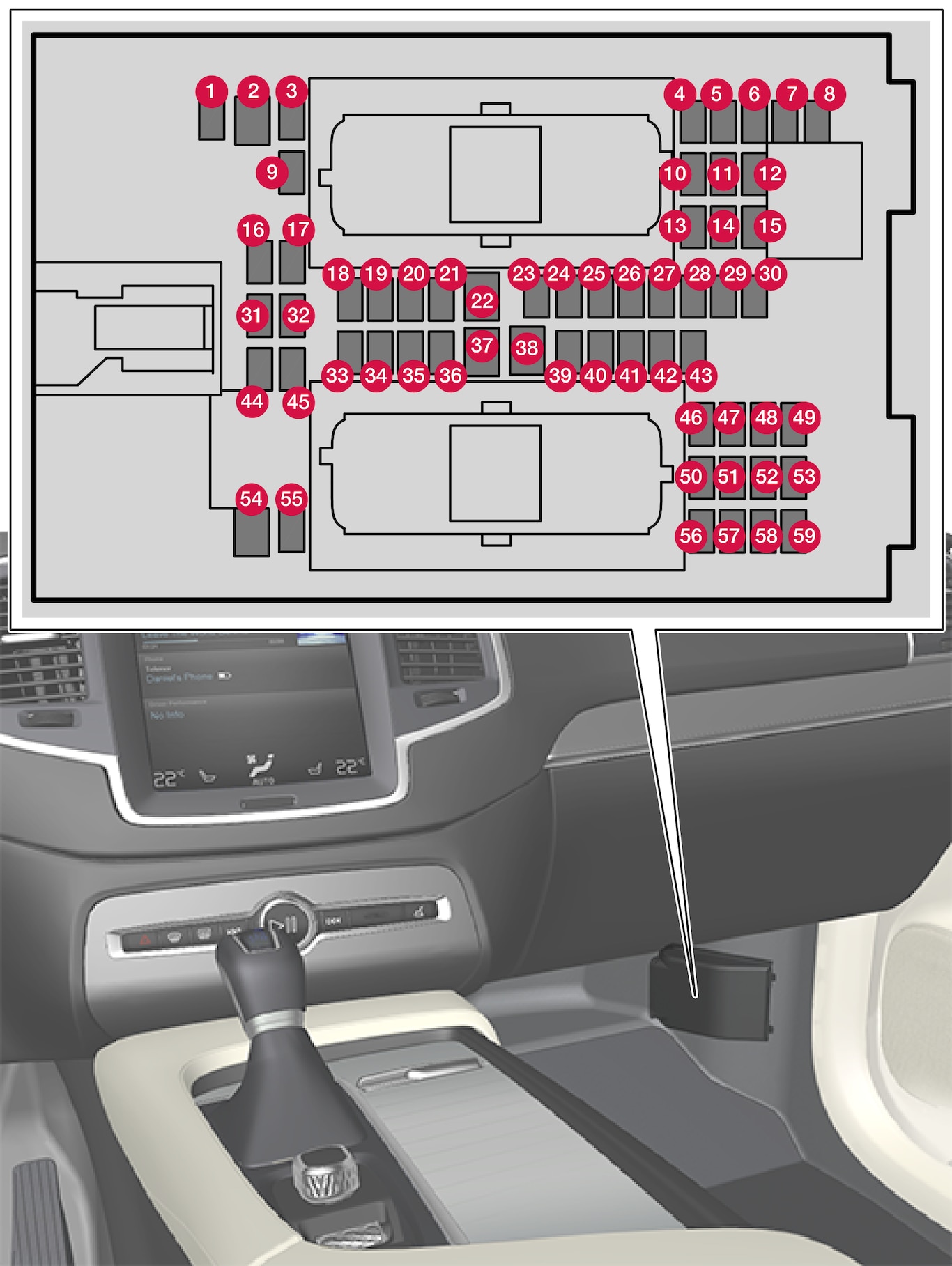 P5-1546-Central Junction Box-Fuses under glovebox