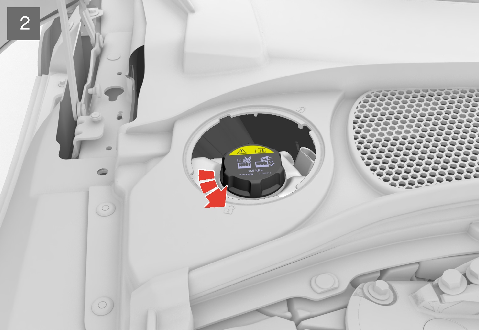PS-1926-Refill engine coolant, remove second lid