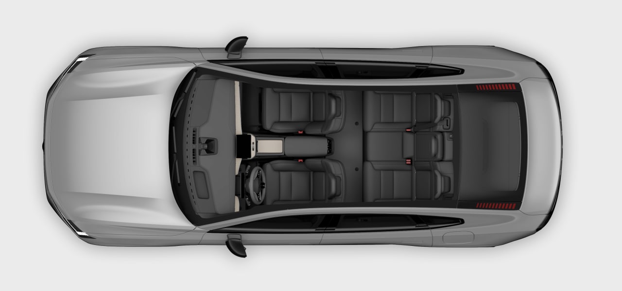 Top-down view of the car interior