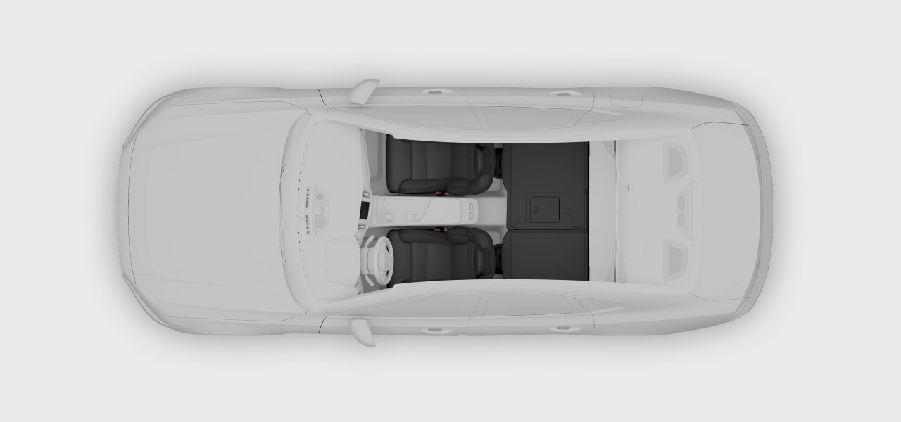 Vue de dessus de la voiture avec les sièges arrière rabattus