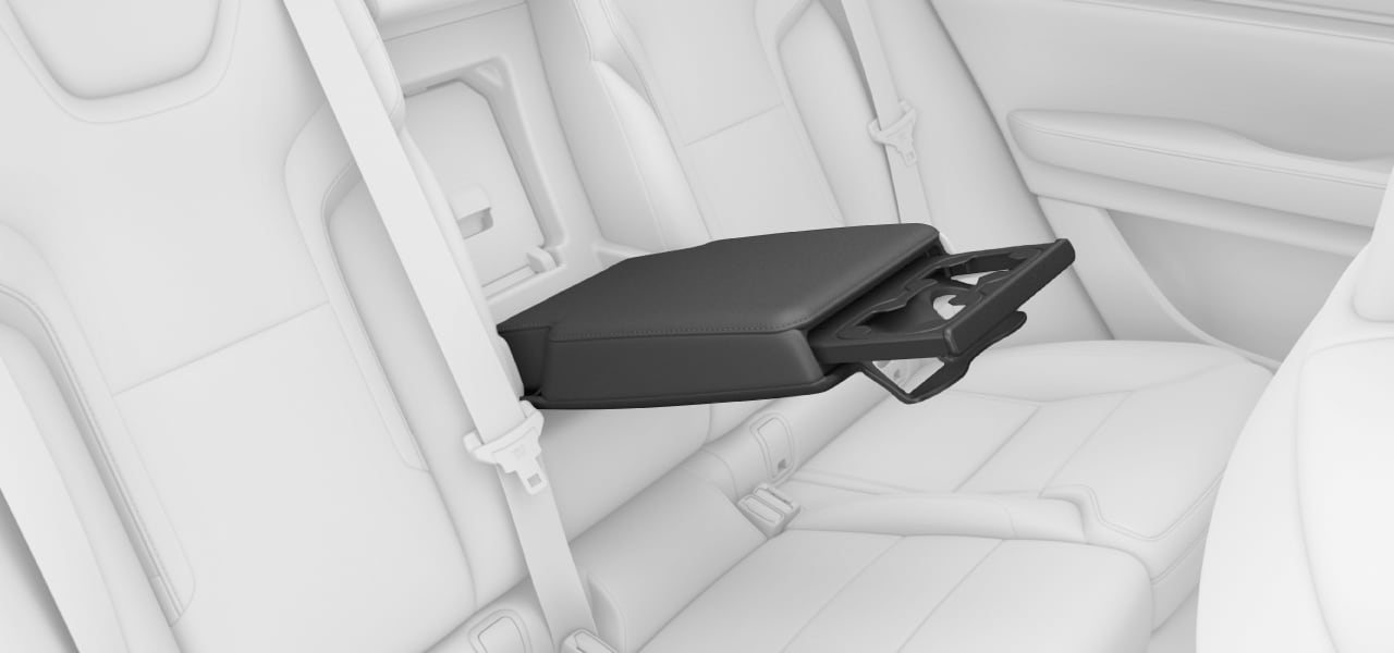 Rear center armrest folded down
