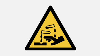 Label for the battery containing corrosive acid