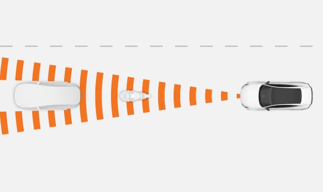 Auto e moto nella visuale radar