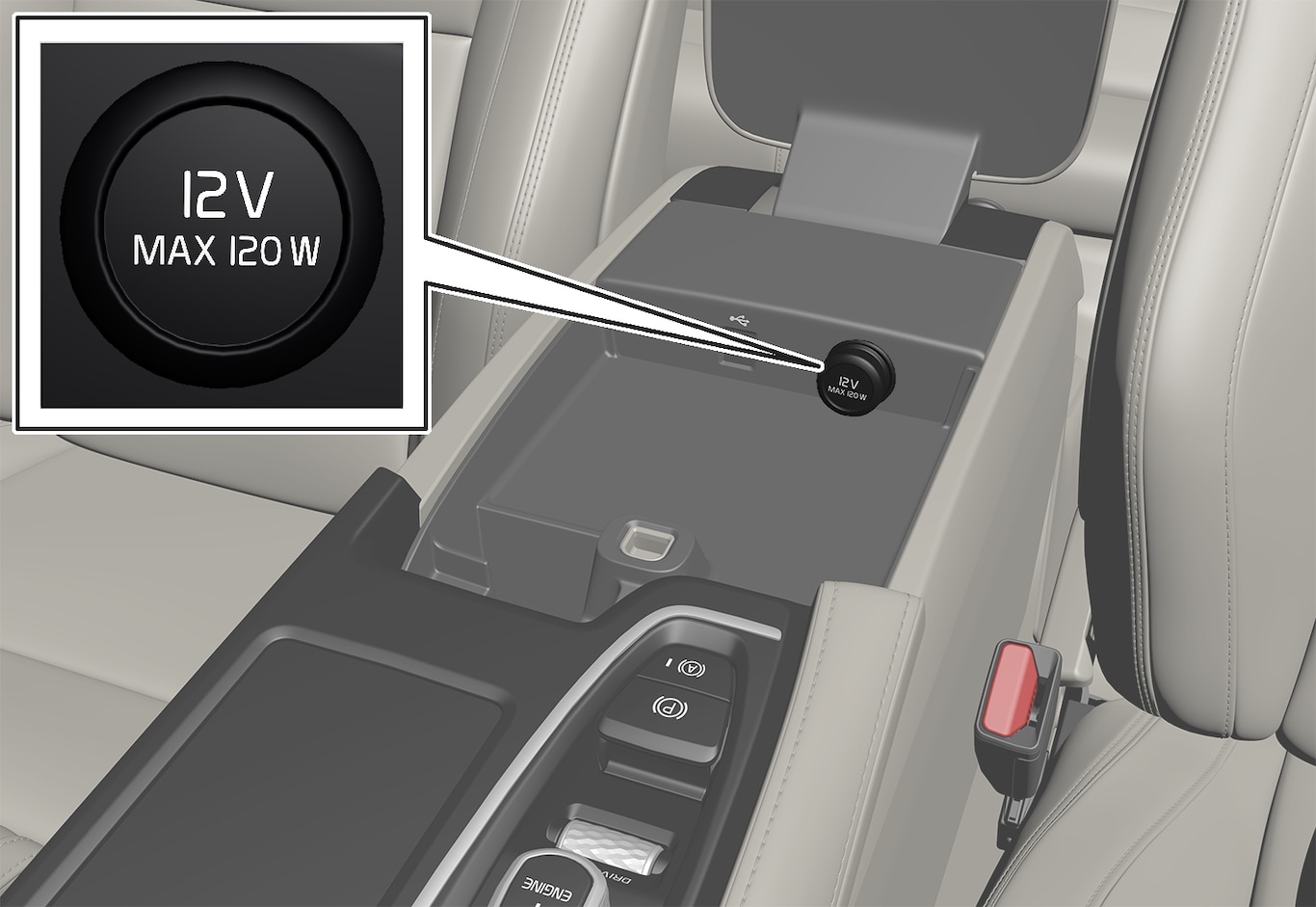 P5-2017-12 V outlet tunnel console front for hybrid