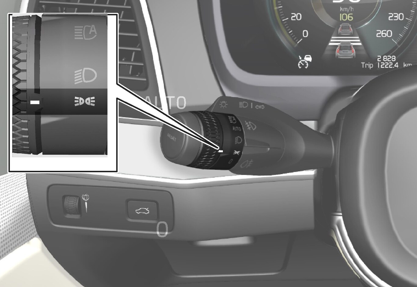 P5-1507 Stalk with turning ring in positionlight position
