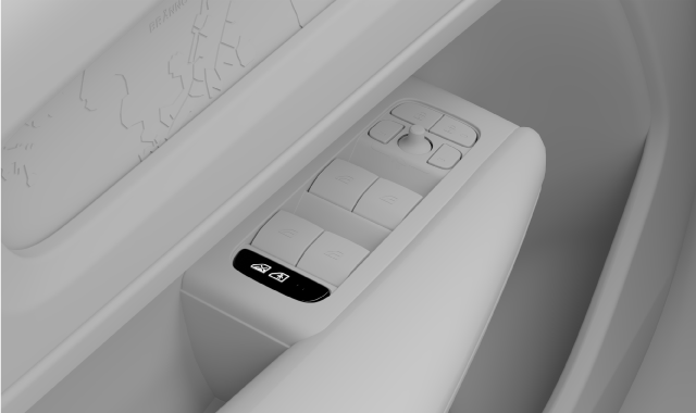 Location of the child lock button in the door panel