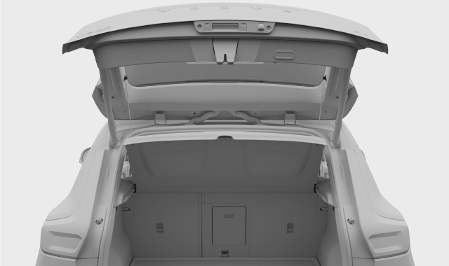 The four attachment points on the parcel shelf and boot hatch.