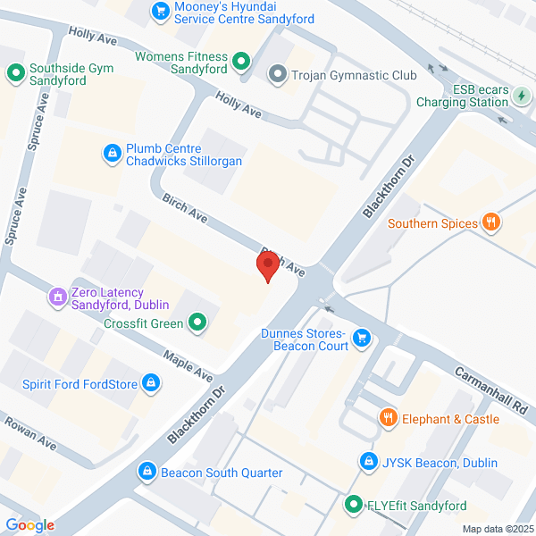 Map of Spirit Motor Group located in 1 Birch Avenue
 Stillorgan Industrial Park Dublin, A94 XD85