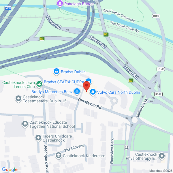 Map of Volvo Cars North Dublin located in Old Navan Road
 Castleknock Dublin, D15V440