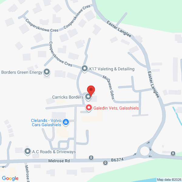 Map of Clelands Galashiels located in Melrose Road GALASHIELS, TD1 2UH